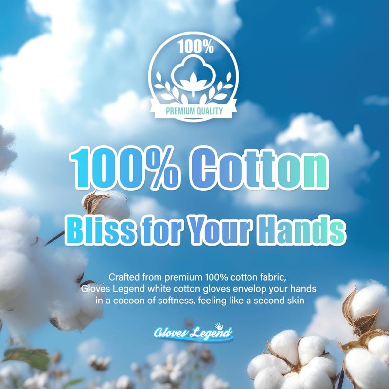Gloves Legend 1 Pair (2 Gloves) - Gloves Legend - 100% White Cotton Marching Band Parade Formal Dress Costume Gloves For Men and Women - Medium - Image 4